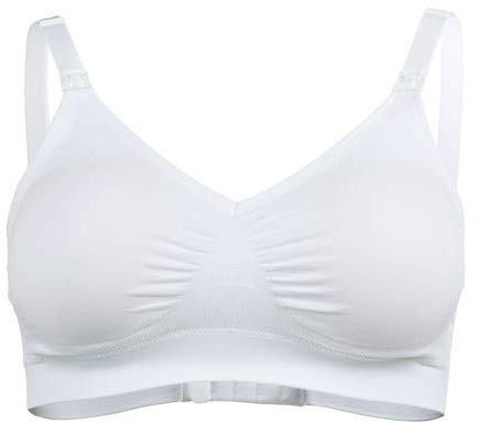 Medela Comfy, graviditets- och amningsbehå, superelastiskt, lätt och andningsbart tyg, passar bröstet, söt silhuett, storlek L, vit, M dam
