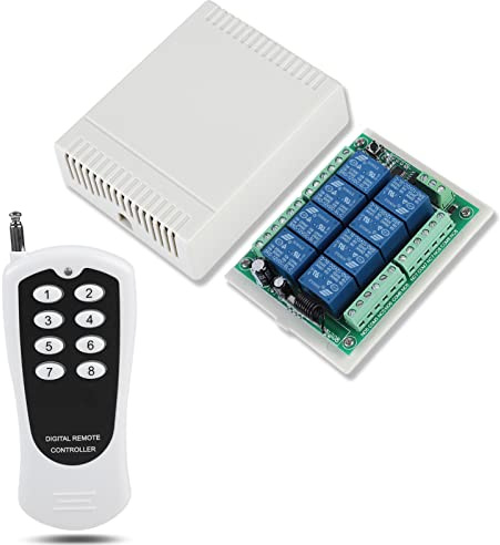 Drahtlose 12-V-DC-Fernbedienung 433 MHz kabelloser 8-Kanal-100-M-Abdeckungsempfänger mit Sender für Licht, Wasserpumpe, Heizung, Garagentor-Toröffner