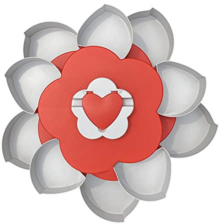 Blütenblatt rotierende Candy Box Snack Nut Box Blume Süßigkeiten Obst Platte Lebensmittel Aufbewahrungskoffer Zwei-Deck Getrocknete Fruchtspeicher Organizer (Color : Double red B)