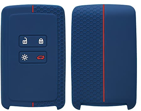 kwmobile Custodia Coprichiave Compatibile con Renault con 4 tasti Smart Key (solo Keyless Go) Cover - Copri Telecomando Chiave Auto - Copri Chiavi Macchina blu scuro / rosso
