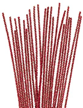 Pfeifenreiniger Chenille, Metall, rot, 3 mm x 30 cm. 40 Stück.