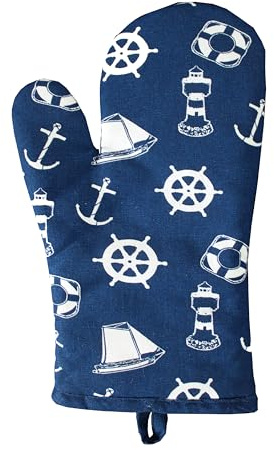 Ofenhandschuh - Maritim Küche Baumwolle, gesteppt blau/weiß Sea-Club