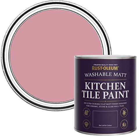 Rust-Oleum Pink water resistant Kitchen Tile Paint in Matt Finish - Dusky Pink 750ml