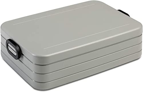 Mepal Brotdose Large - Mit Bento Box für 4 Sandwiches oder 8 Brotscheiben - Lunchbox für Kleine Snacks & Reste - Erwachsene Essenbox Mit Fächern - Silber Edition