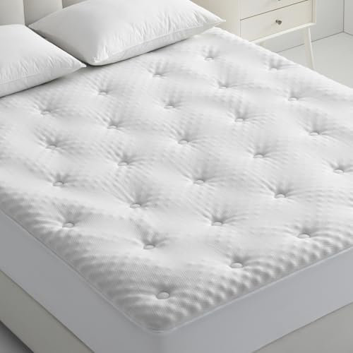 QUIETSEA Reversible King Mattress Topper Egg Crate Memory Foam Mattress Topper, Bamboo Viscose Mattress Pad King, Noiseless Waterproof Mattress Cover with Deep Pocket Stretches up to 21, 78 x 80