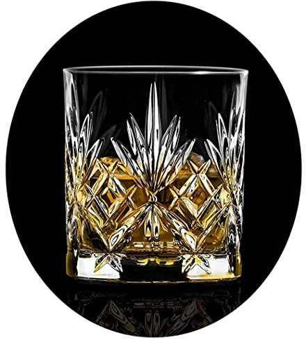 Topkapi elite Whisky Glas D.O.F. Tumbler Melodia, bleifreies Kristallglas, Höhe 9,2 cm, 340 ml, 6 Stück