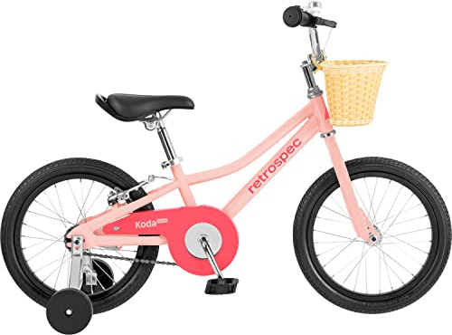 Retrospec Koda Plus Kids Bike for Boys & Girls Ages 4-6 Years - 16 Children's Bicycle, Adjustable Seat & Handlebars, Removable Training Wheels, Front Hand Brakes, Rear Coaster Brake & Safety Bell