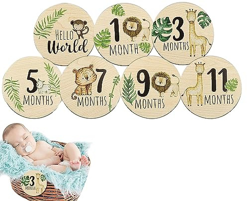 Tarjetas mensuales de hitos para bebés | 7 tarjetas de hito mensual para bebé,Tarjetas de anuncio de bebé de doble cara, regalos para bebés, accesorios para fotos de recién nacidos Neamou