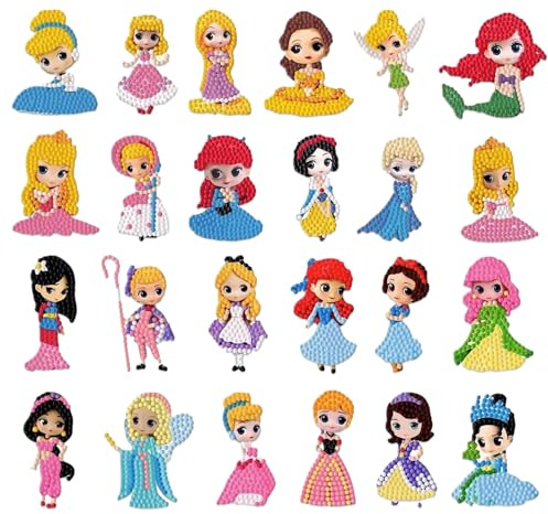 Lithyc 24pcs Diamond Painting Kinder - Diamond Painting MäDchen - Diy Cartoon-Diamantmalerei FüR Kinder - Perfekt FüR Kind Und Erwachsene AnfäNger, Tolles Geschenk