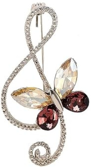 Broche papillon avec notes de musique en zircone cubique délicate et étincelante avec cristaux pour robes, chemises, écharpes, vestes, chapeaux, sacs, épingles pour femmes, hommes, filles, Métal