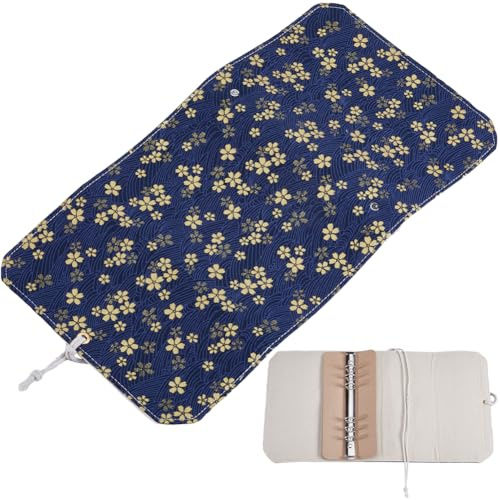 CRASPIRE Funda para Libro A5, Carpeta de 6 Anillas, Organizador de Tela con Cuerda, Flor de Cerezo, Floral, Ola de Mar, Tela Protectora de Libro Lavable para Cuaderno, Novela, Diario, Libros