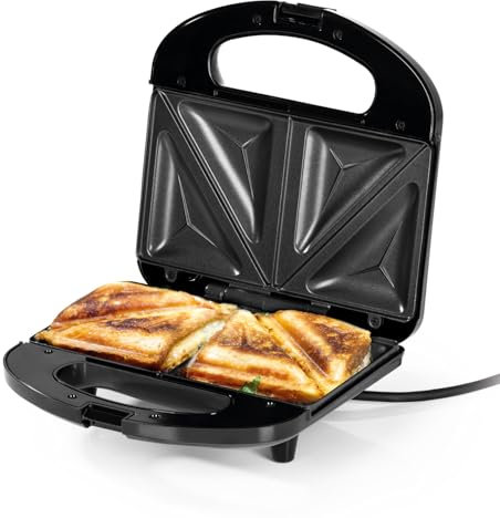 GOURMETmaxx Sandwichmaker mit LED-Kontrollleuchte | Für 2 Sandwiches in Dreiecksform | Antihaftbeschichtet - leicht zu reinigen | 750 W