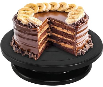 Tortenplatte Drehbar 27cm Drehteller Torte Tortenplatte mit Fuß Drehbare Tortenplatte Schwarz Torten Drehteller Kuchen Drehplatte Cake Turntable Cake Stand Torten Drehplatte Torte Zubehör Tortenplatte