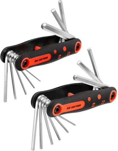 QUARKZMAN 17uds Plegable Hexagonal Inglesa Llave Juego SAE 5/64'' - 1/4'' Métrico 1,5mm - 8mm 2 Paquete Estándar Cr-V Acero Portátil Hexagonal Llave Kit para Básica Casa Reparación