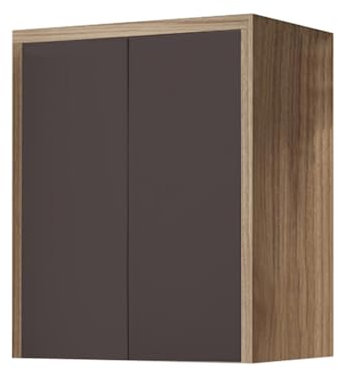 Liberoshopping Waschmaschinenschrank aus veredeltem Holz – 2 Türen, Push and Pull – L 79 x B 65 x H 91 cm – für Waschmaschine oder Wäschetrockner, platzsparend, einfache Montage (Graphit/Walnuss)