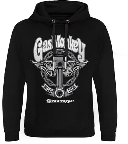 Gas Monkey Garage Offizielles Lizenzprodukt Big Piston Epic Hoodie (Schwarz), Large