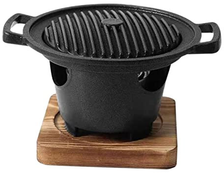 ORFOFE Fourneau à Barbecue Avec Poêle à Griller Domestique Pour Cuisiner Viande Poisson Légumes Et Autres Aliments Poêle à Griller Pour Barbecue Intérieur Facile à Utiliser Nettoyer