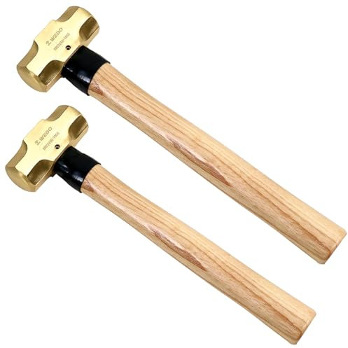 WEDO 2 Stück Messing Vorschlaghammer Set 1,4kg+1,8kg Holzgriff Gesenkgeschmiedet Korrosionsbeständig DIN Norm