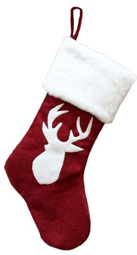 Wambere 2 Stück Nikolausstrumpf Geschenktasche Gestrickt Weihnachtsstrumpf Weihnachtsdekoration Christbaumschmuck Weihnachtssockenanhänger Weihnachtsbaumschmuck Weihnachtsanhänger,Große Geweihe