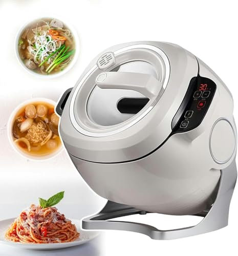 FKINGLRK Robot de Cocina automático, Olla salteadora de Gran Capacidad, Olla con Pantalla táctil, 3 velocidades y ángulo de sartén, Potencia de Fuego Ajustable en 3 Marchas, para arroz Frito y guiso