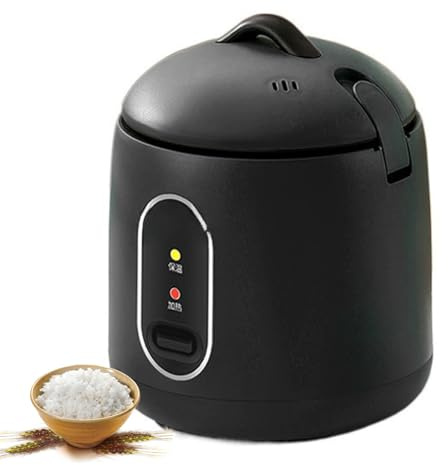 Generic Mini Rice Cooker, 1.2L, Black, Model: 8909507d-a64b-4010-93da-7f0bb5a51da3, Compact & Multifunctional with Steaming Tray & Non-stick Pot, Keeps Food Warm