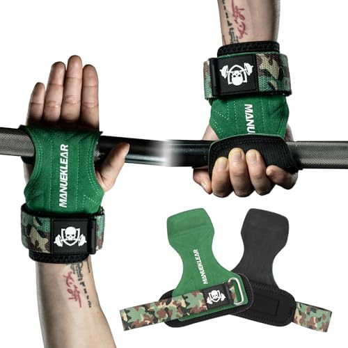 Leder Gummi Zughilfen Krafttraining Frauen Männer, Gym Lifting Straps für Bodybuilding und Gewichtheben, Handgelenk Bandagen Gym mit Gepolsterter Handschlaufe