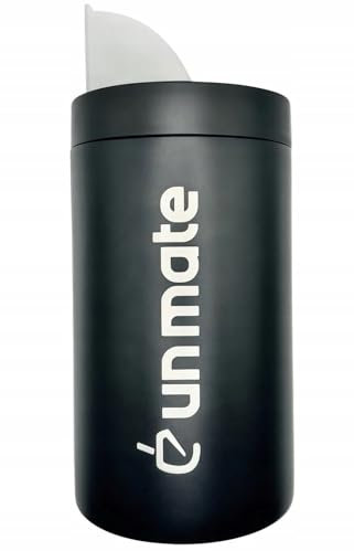 Un Mate – Yerbera negra de acero inoxidable con dispensador para yerba Lata de almacenamiento hermética, 250 g de capacidad, diseño elegante y duradero