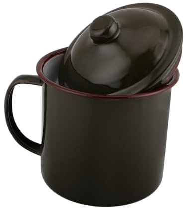 Abaodam Emaillebecher Grün Im Vintage-stil Mit Deckel Für Camping Und Outdoor-aktivitäten Fassungsvermögen Als Teetasse Oder Trinkbecher Für Reisen Und Zuhause