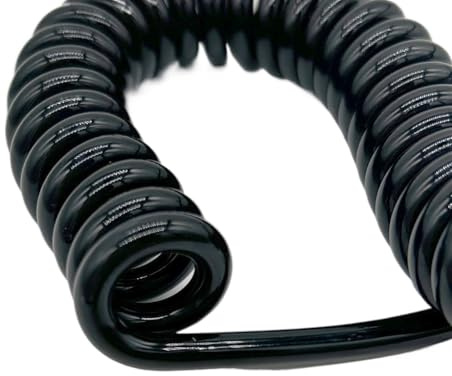 Spiralförmiges, dehnbares 1,2-Meter-Spiralkabel mit 6 Adern, verlängertes Zugstromkabel, schwarz, mehradrig, 0,2 mm, 0,5 mm, 1,5 mm Draht, Federspiralkabel, Spanndraht (24 AWG)(24AWG)