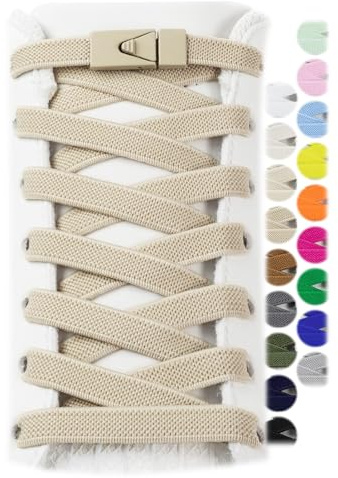 Stepace 2 par elastiska skosnören för sneakers, skosnören utan knytning för vuxna och barn, 8 mm bred en storlek passar alla