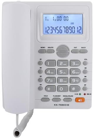 shenruifa Dual Port Extension Set Corded Telephone With Caller ID Display With Speakerphone (White)