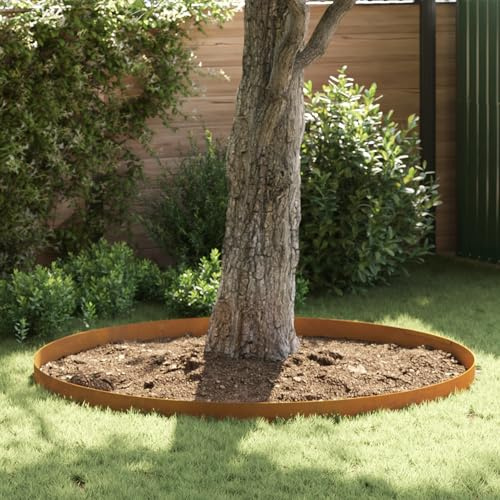 Rasenrand Rostig 450 x 15 cm Witterungsbeständiger Stahl, Beeteinfassung Rasenkante für Beetbegrenzung Rasenkante Hängegelände Terassengestaltung
