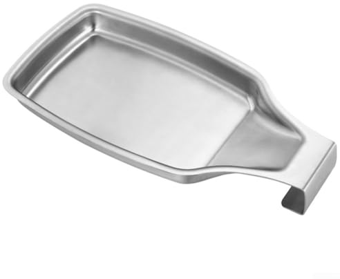 Poggiamestolo in acciaio inox per bancone della cucina e per piano cottura, supporto cucchiaio con facile da pulire senza cuciture e gancio per appendere (1 pz)