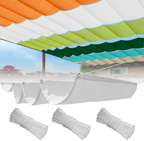 Einziehbar Welle Sonnensegel, Sonnenschutz UV-Schutz Wetterfest Schattenabdeckung, Einziehbares Pergola-Schattendach, Wellen-Sonnensegel Mit ösen Und Seil Für Pergola Balkon Garten 1.6x4M - Weiss