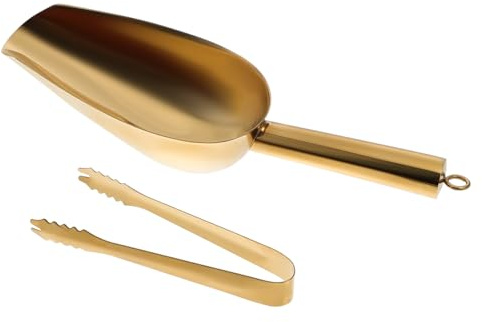 Pinzas de Hielo de Acero Inoxidable Dorado para Cubos Grandes