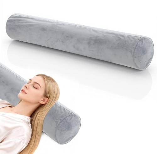 Round Body Pillow Cover, 7.9 x 47Inch/20 x 120cm Round Bolster Roll Body Pillowcase, Full Body Pillowcase with Zipper for Bedroom, Living Room (Only Pillow Covers, No Filler, Gray)