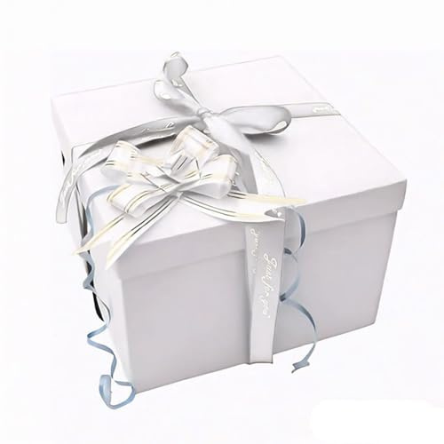Überraschung Box Mit Klebeband Und Band, 5-lagige Kreative Explosions-Geschenkbox, DIY Handgemachte Überraschung Box Für Valentinstagsgeschenke, Geburtstag, Hochzeitstag (Weiß)