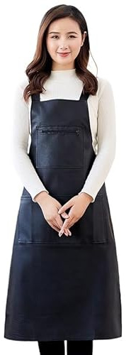 LOVSSU Lange wasserdichte Schürze aus weichem Leder for Haushalt, Küche, kochölbeständig, weiblich, Catering, Arbeit, Kittel, männlich