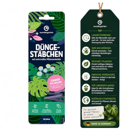 1x 30 Stück Bio Düngestäbchen für Zimmerpflanzen – Wundergarten – Mit Pflanzenkohle – Langzeitdünger für Monstera, Ficus & Co. – Einfache Pflege ohne Flüssigdünger
