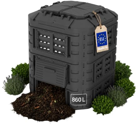 FIXKRAFT Thermokomposter 860L Komposter Garten Schnellkomposter | Für schnelles Kompostieren von Rasenschnitt, Laub, Küchenabfällen – natürlicher Kompost als Dünger im eigenen Garten