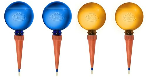 Plantpal pack of 4 Plant Watering Globes – Automatic Self Watering System for Plants Indoor & Outdoor, Plant Watering Devices 2 Blue & 2 Orange – Intelligent Moisture Sensor, Effortless Hydration