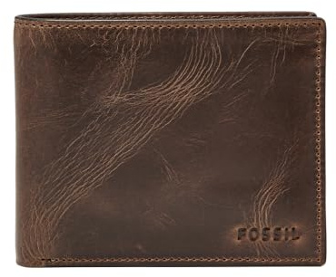 Fossil Geldbörse für Herren Derrick, Leder Bifold Dunkelbraun L 12,4 cm, B 0,5 cm, H 8,9 cm ML3771201