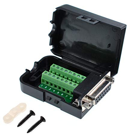 Oiyagai DB15 Weiblicher 15Pin Adapter, mit Mutter, Terminal Breakout Board Signalmodul mit Gehäuse, Lötfrei