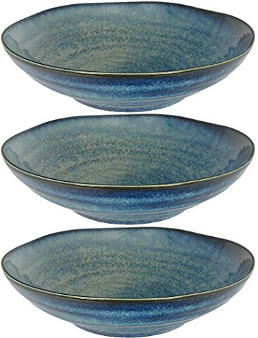 TOKYO design studio, Cobalt Blue, 3 PastaTeller Set, 3-TLG., Ø 21 cm, Porzellan aus Japan