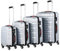 MONZANA® Kofferset 4tlg Hartschalen Koffer S-M-L-XL Gel-Griffe 4 Rollen ABS Hardcase Schloss Füße Trolley Rollkoffer Reisekoffer Set Silber