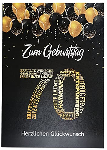 Libetui Cards Geburtstagskarte 70 Schwarz Gold – Karte A5 mit Kuvert | Elegante Glückwunschkarte 70. Geburtstag – Geschenkkarte 70 Jahre für Papa, Opa, Oma, Made in Germany