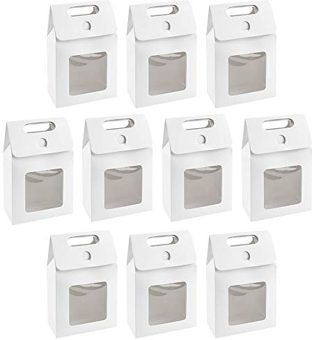 Ideen mit Herz Geschenkboxen mit Sichtfenster | Design 3 | 15 cm x 5,5 cm x 9,5 cm | 250 g/m² | weiß | 10 Stück