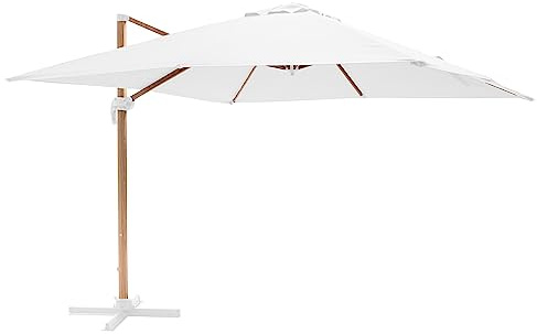 Oviala Parasol déporté carré 3x3m Effet Bois écru