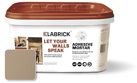 Elastolith Elabrick 55051 Adhésif/enduit prêt à l'emploi pour brique de Parement flexible, 5 kg pour faire 2 m² -SAND Gris clair