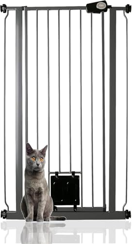 Bettacare Barrière pour Chien avec Trappe Verrouillable, Barrière de Sécurité Extra Haute pour Animaux, 68,5cm - 75cm, Hauteur 104cm, Couleur Gris Ardoise